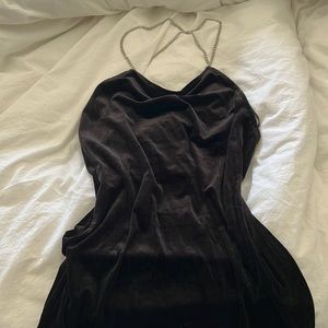 velvet open back mini dress with crystal straps NWT